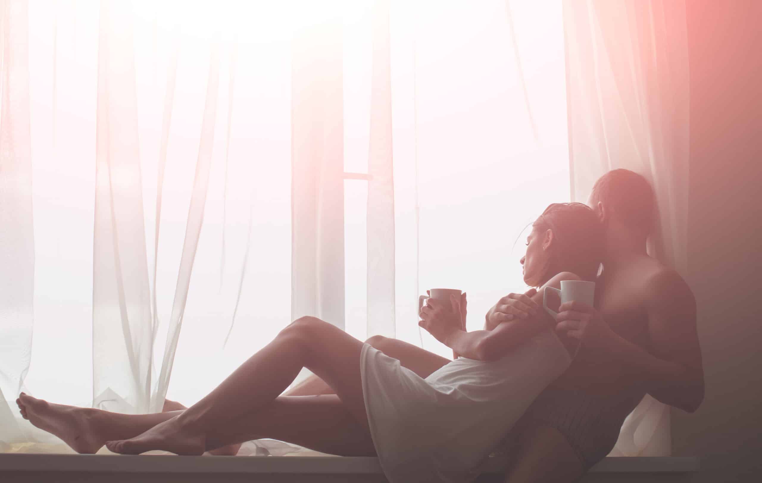 Coffee couple. Good morning. Sexy couple.