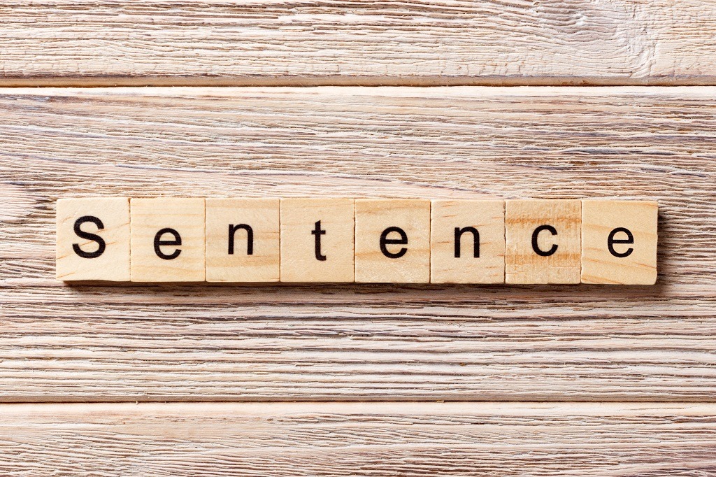Sentence word written on wood block.