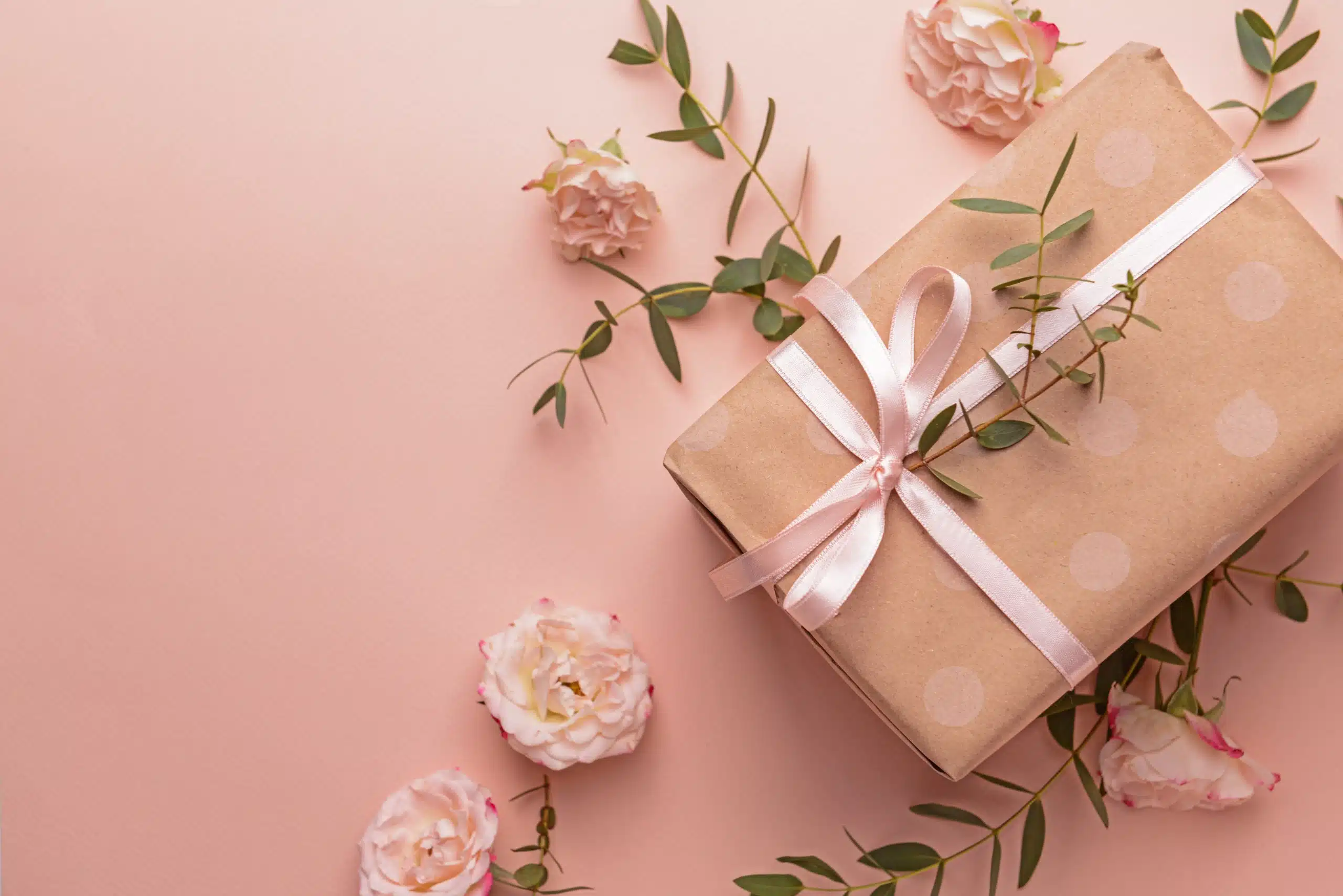 A gift box and beautiful flowers