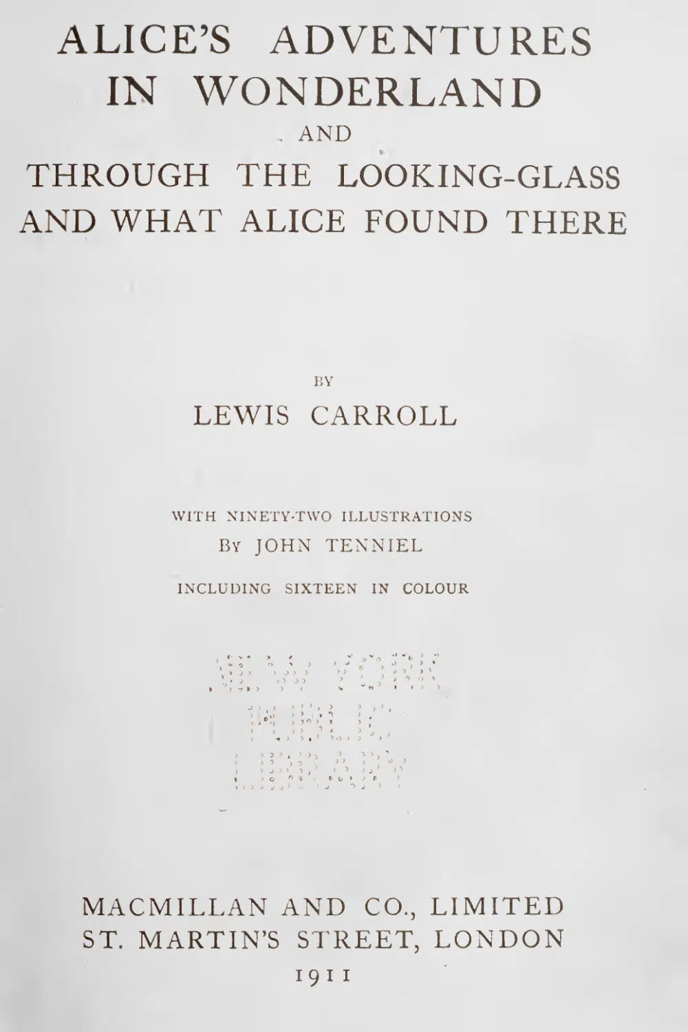 Alice’s Adventure in Wonderland by Lewis Caroll (1911) Full Ebook PDF Read Online.