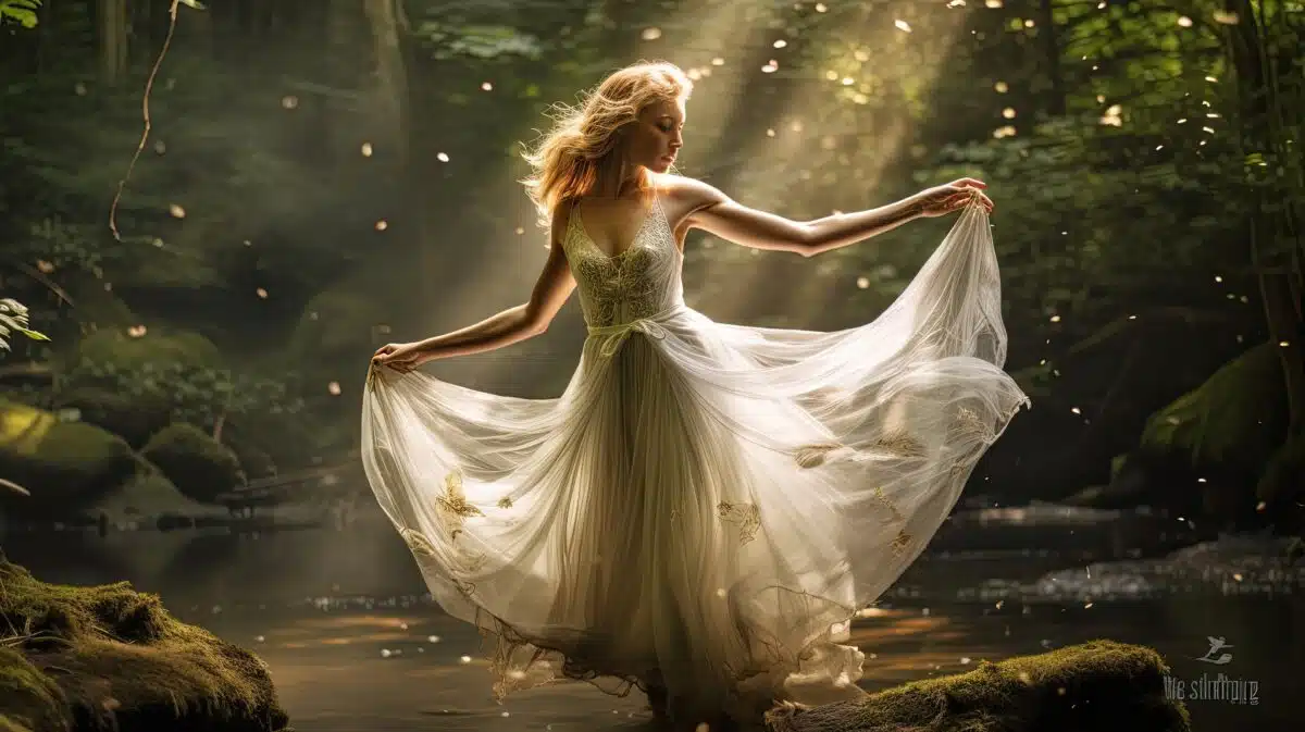 Magical dancing forest fairy.