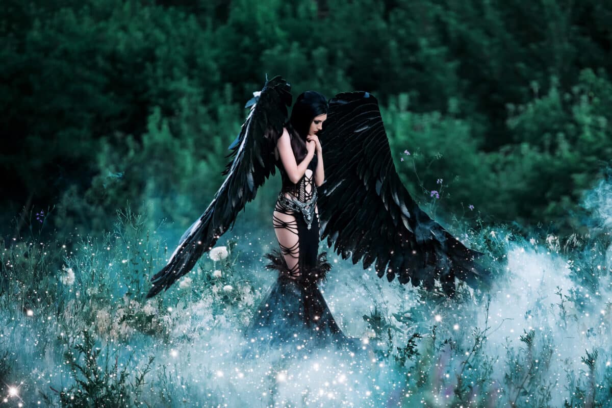 Black Angel. Pretty girl-demon with black wings. An image for Ha