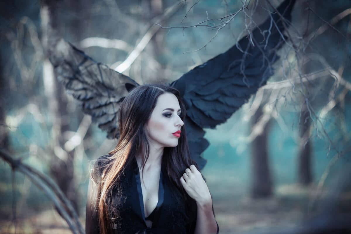 black angel in the forest