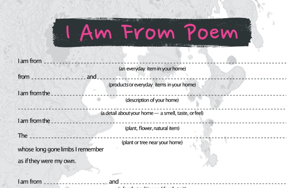 Featured I Am From poem template.