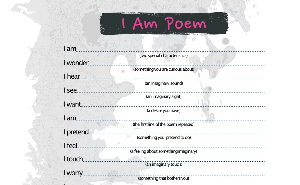 I Am Poem Template For Free (PDF JPEG)