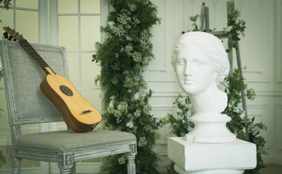 Musical Still Life In The Renaissance Style With Renaissance Guitar