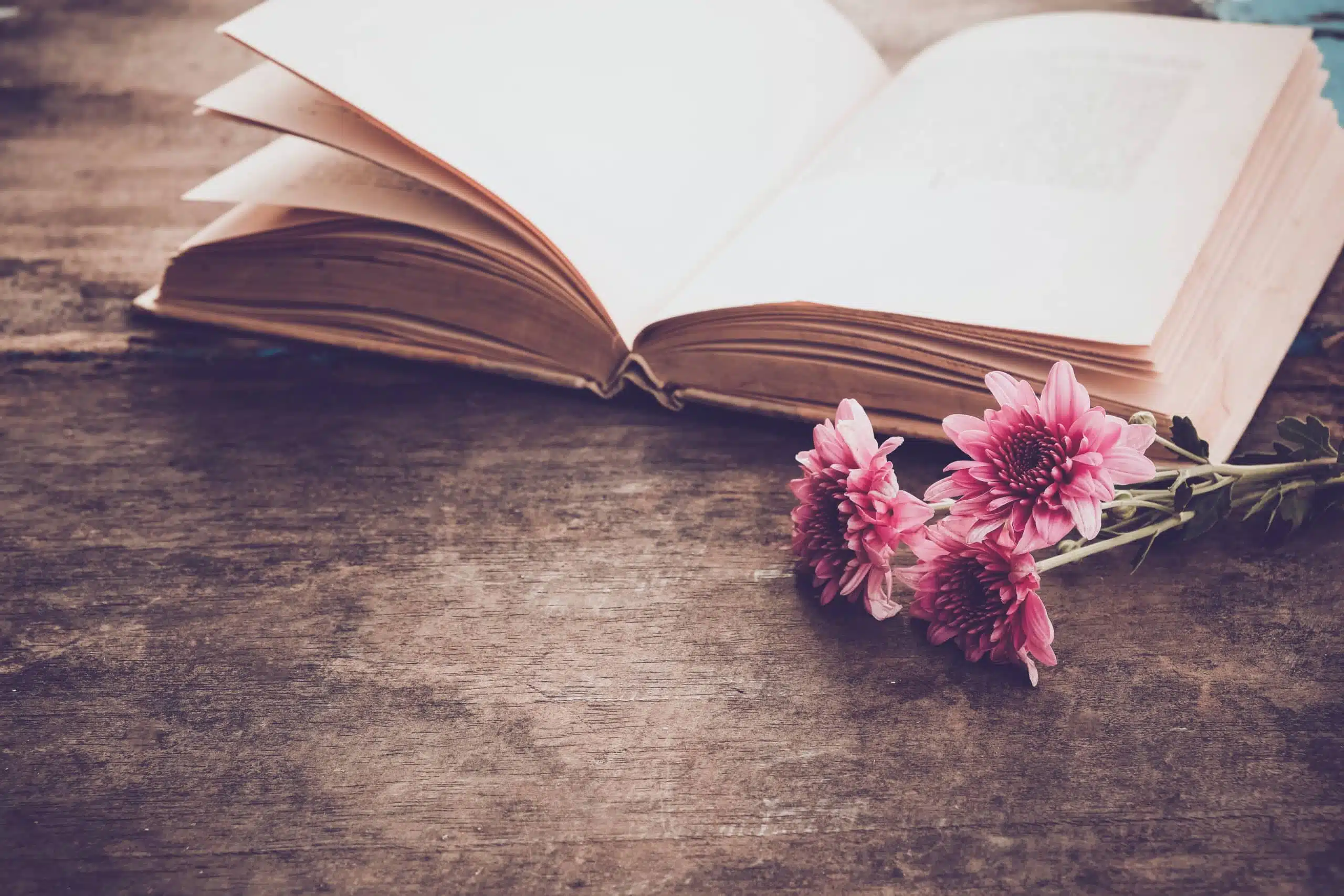 Book and flowers.