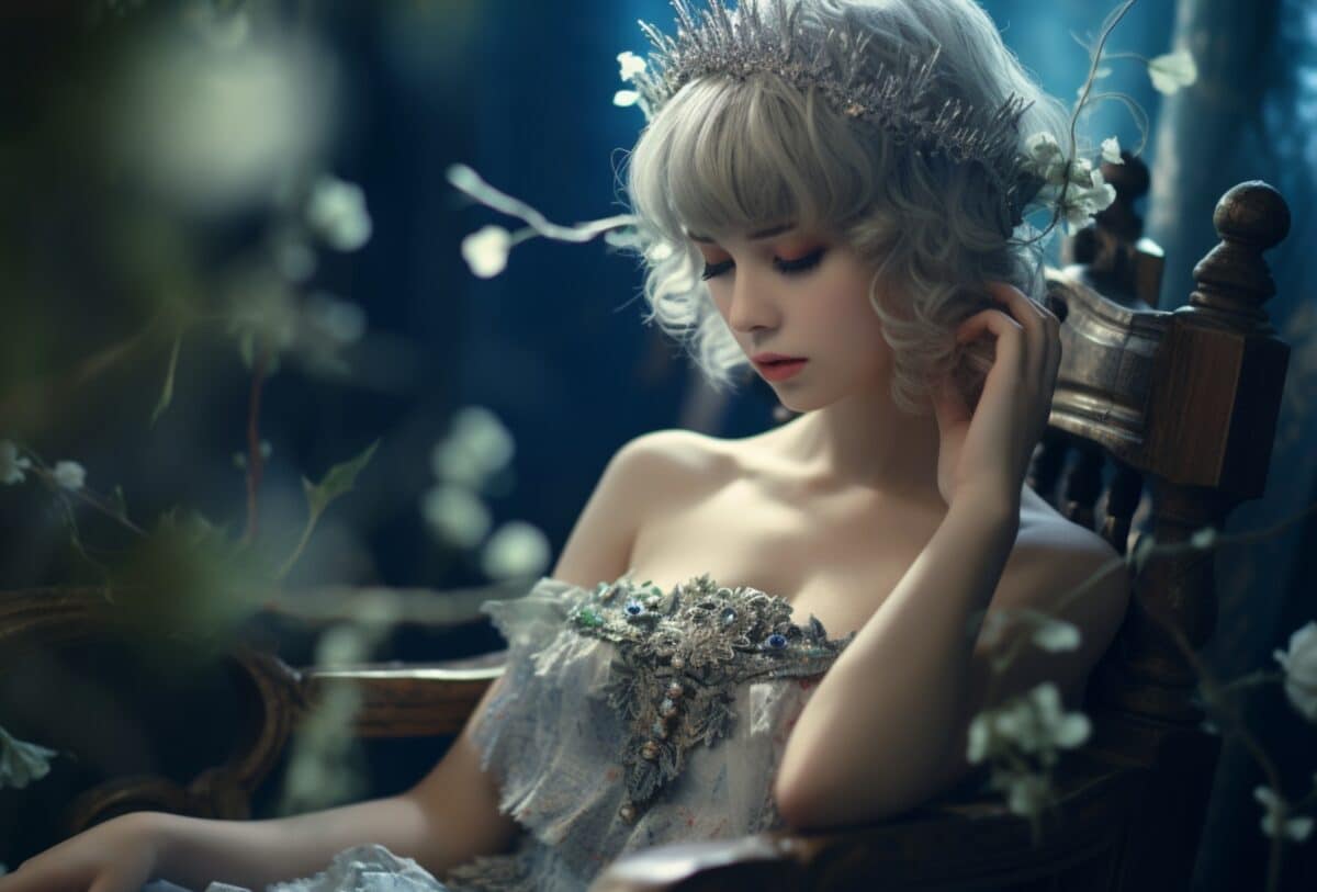 a stunning fairy with platinum hair