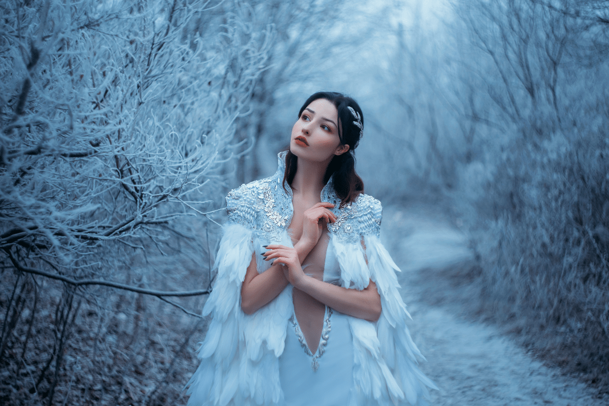 young woman snow queen