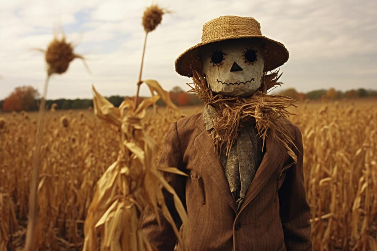 scarecrow in the field of corn 