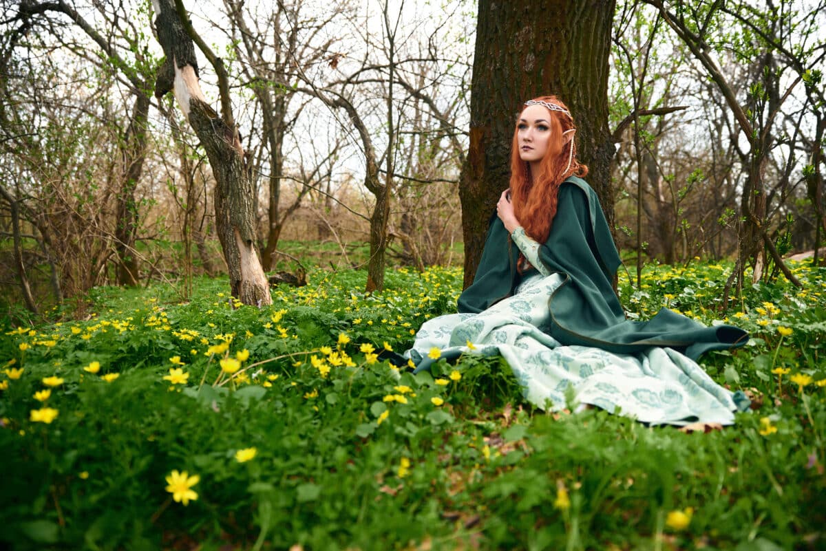 Cosplay girl elf in the forest