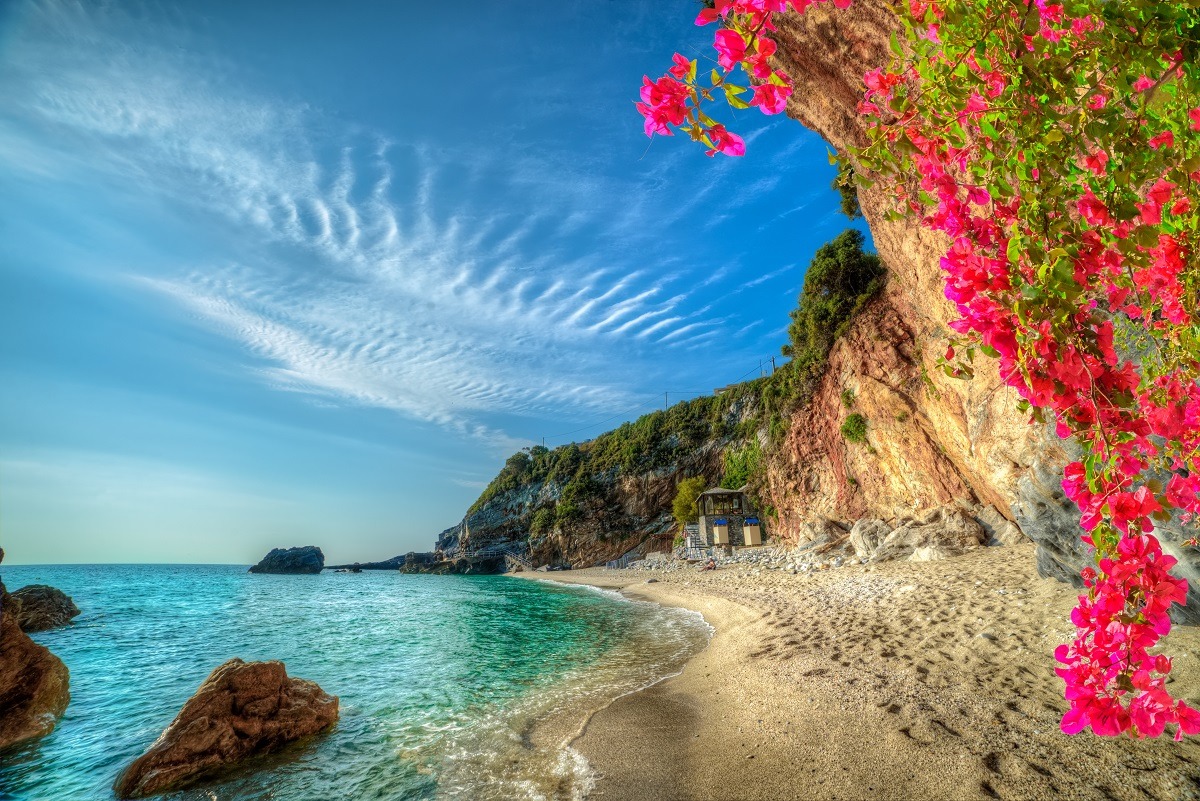Beautiful ocean landscape in Greece in summer.