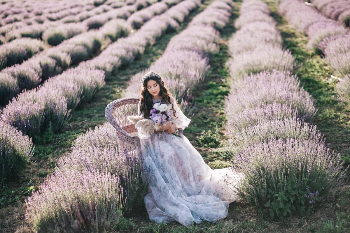 Beautiful woman in a lavender field
