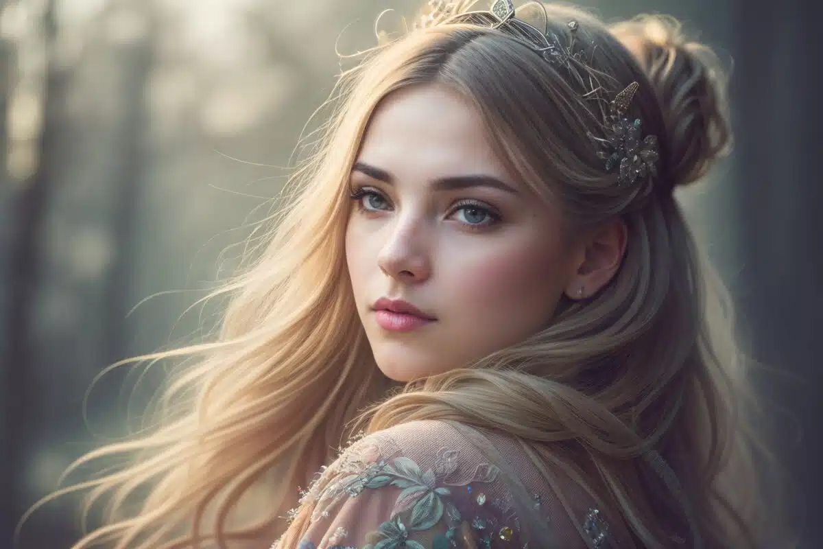 a beautiful fairy tale princess in a melancholic mood