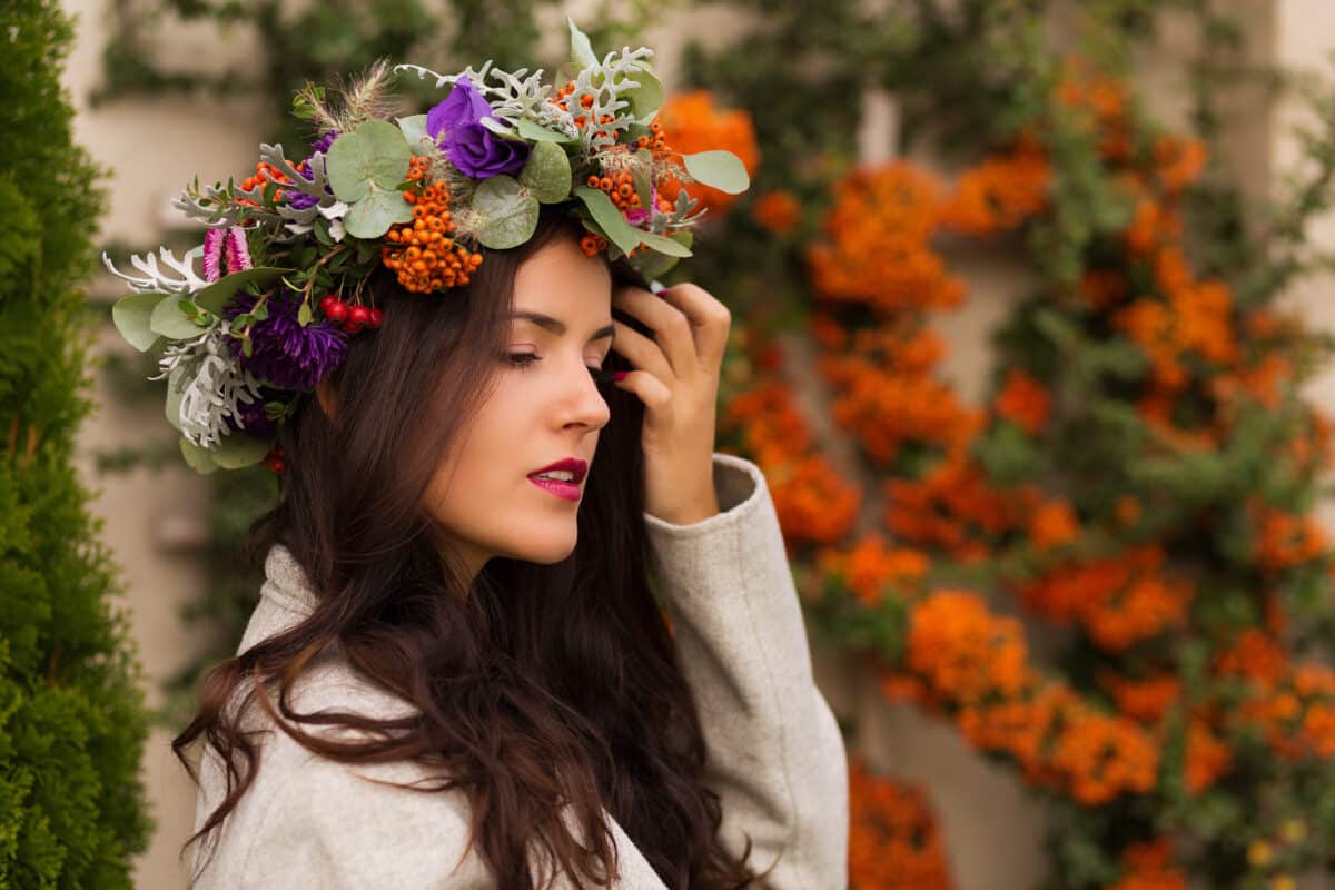 Pretty woman in a flower crown