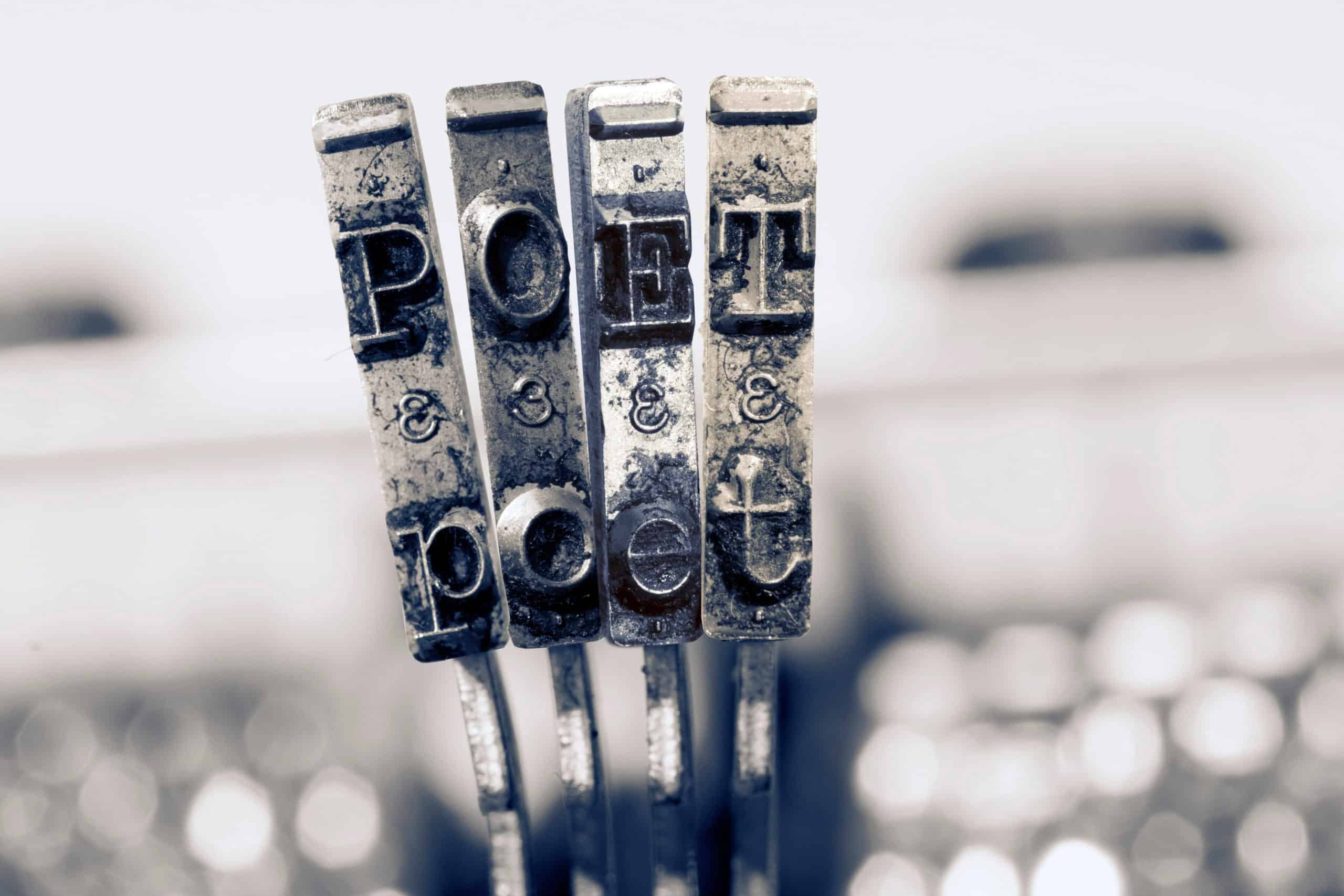 The word POET in old typewriter
