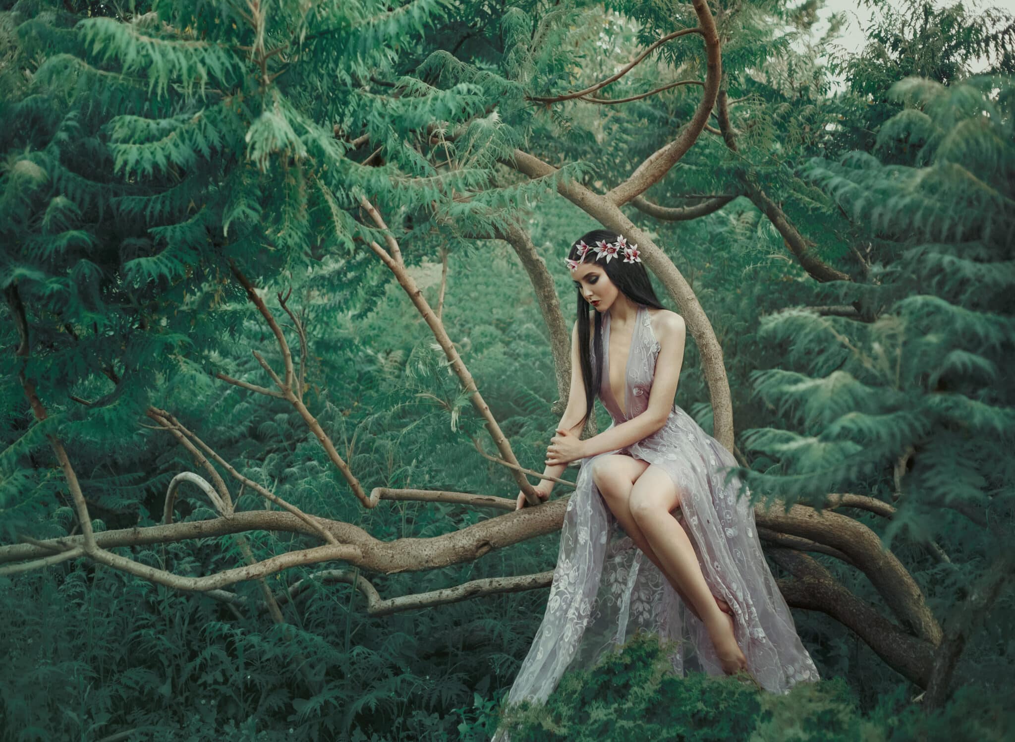 Fantasy girl in a fairy garden. 