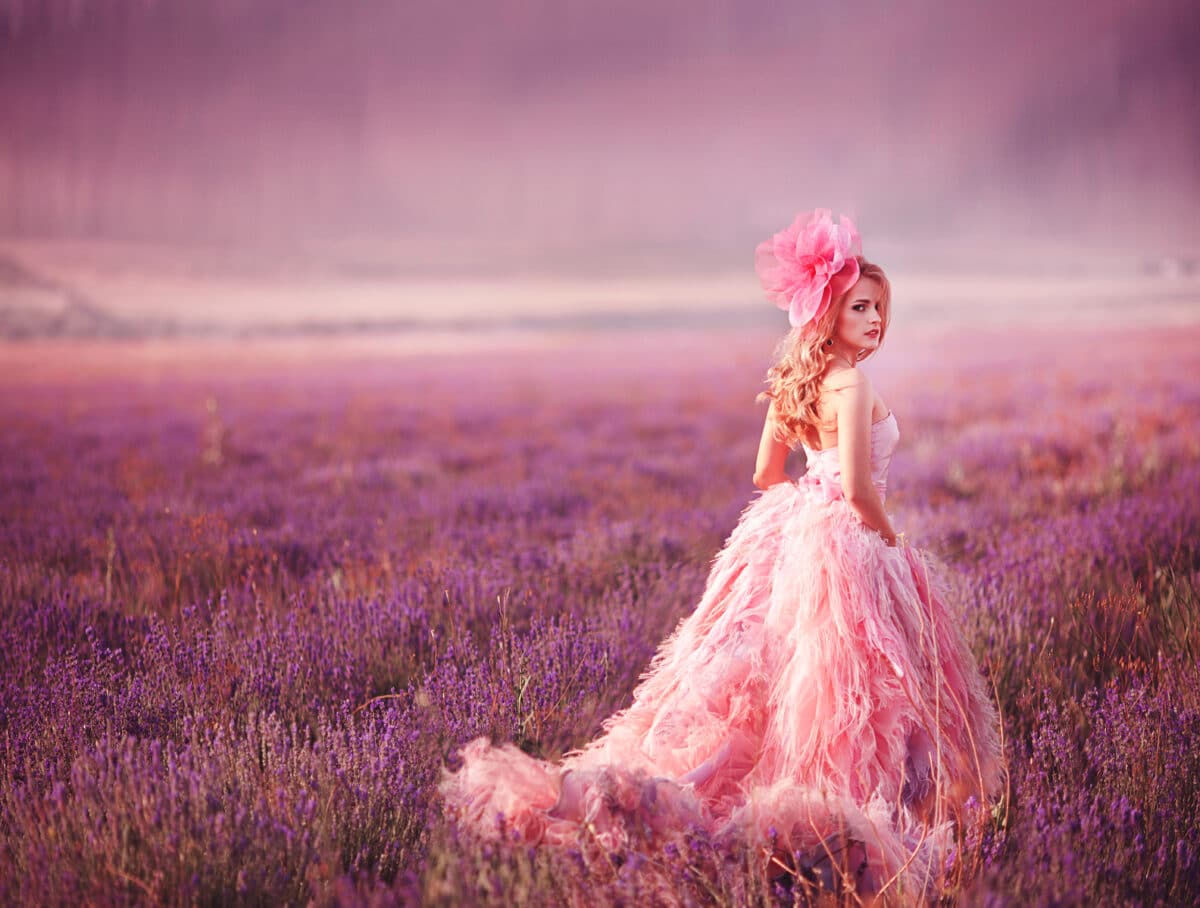 beautiful magic bride in lavender field