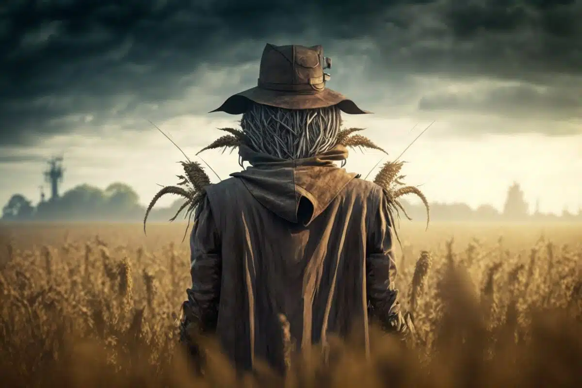 scarecrow on a dark field