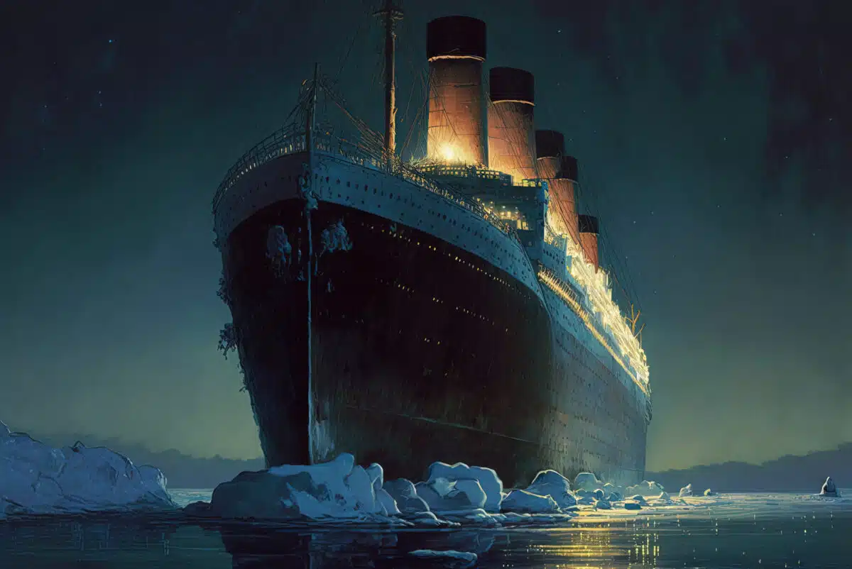 the Titanic ship in the night