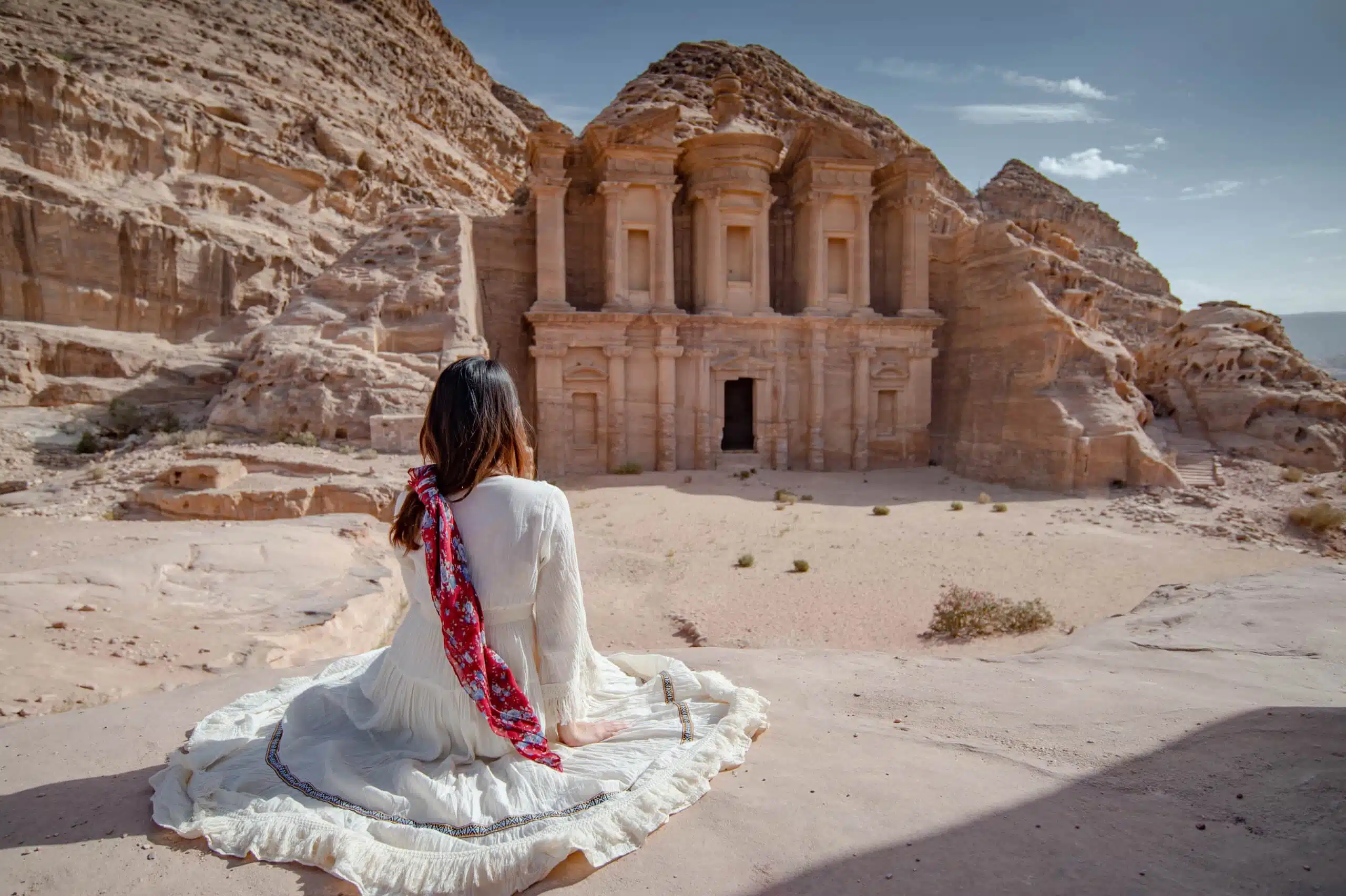 woman sitting in Petra, Jordan