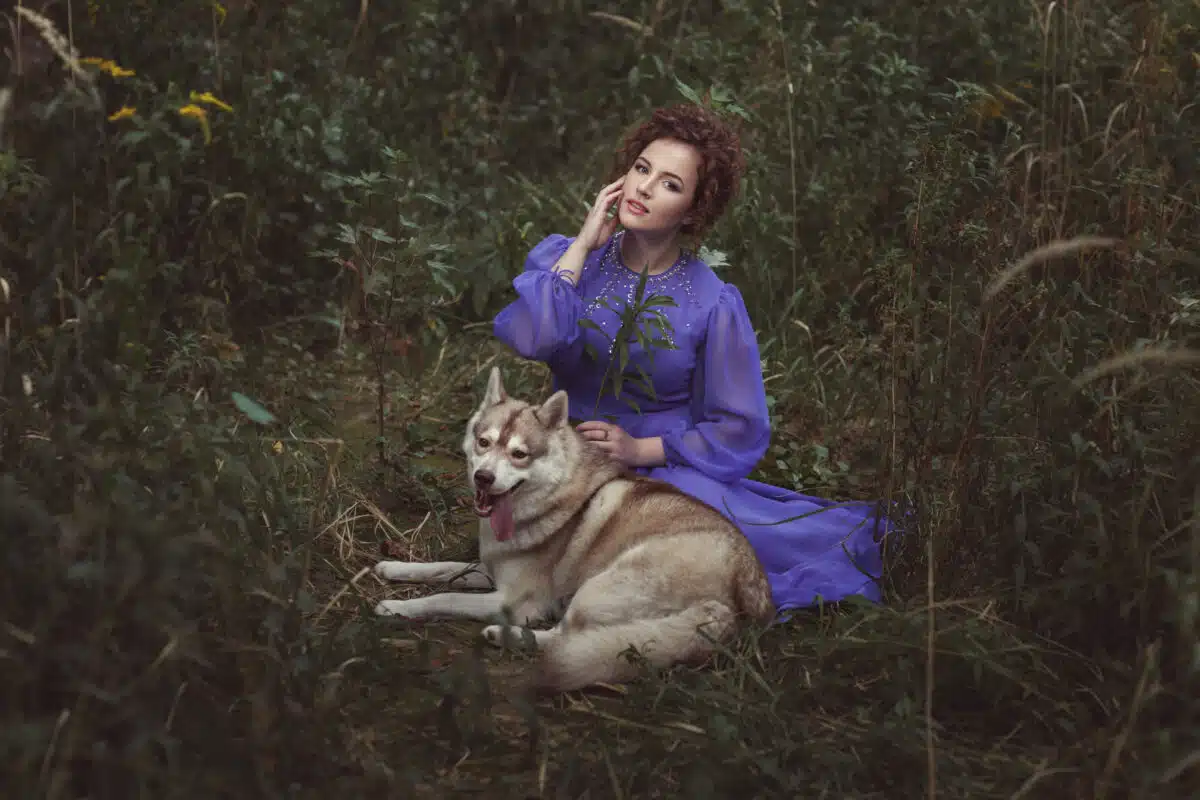 Fairy girl with a dog.