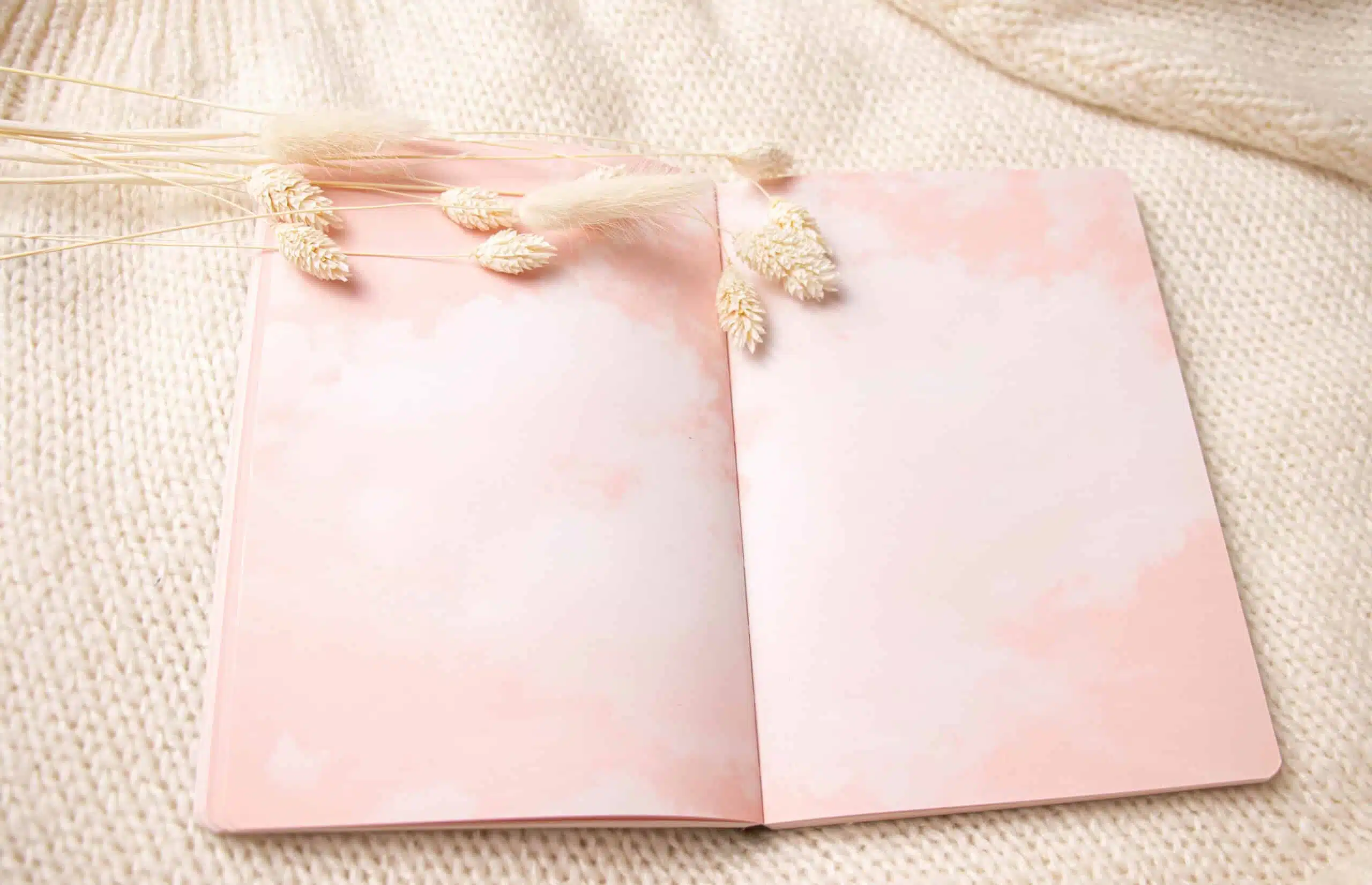 Pink colored diary and pen