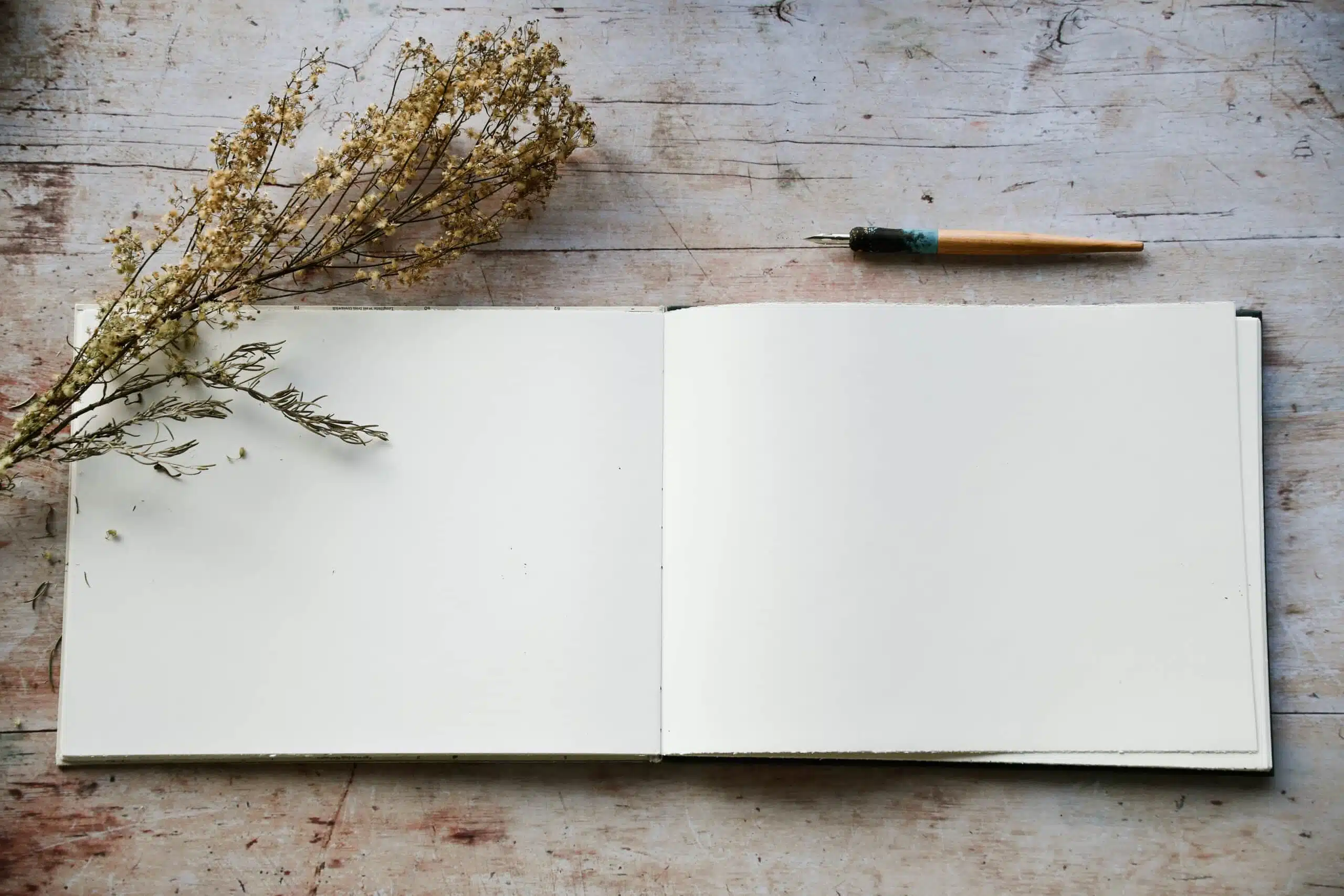 Blank journal open for creative writing or journaling