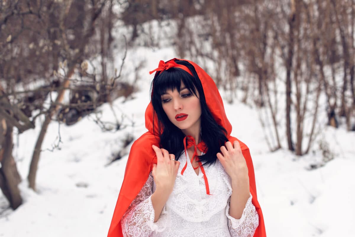 Snow white adventures in the winter forest